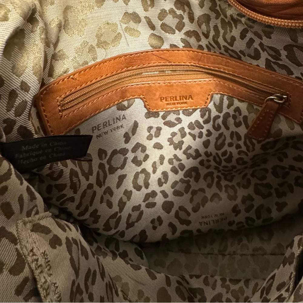 Perlina NY Brown Leather Hobo Bag, SUPER Soft Slouch Shoulder W/Buckle Accent - Picture 13 of 14